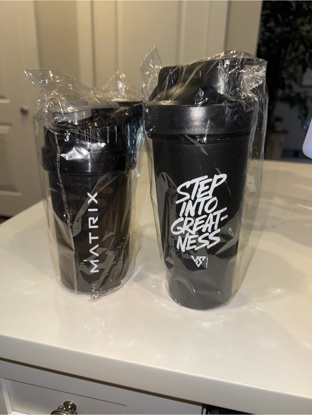 Matix Black Protein Shaker Bottle Duo with White Logos